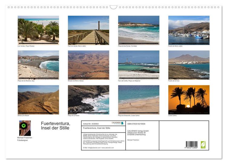 Produktbild: Fuerteventura, Insel der Stille (Wandkalender 2026 DIN A2 quer), CALVENDO Monatskalender