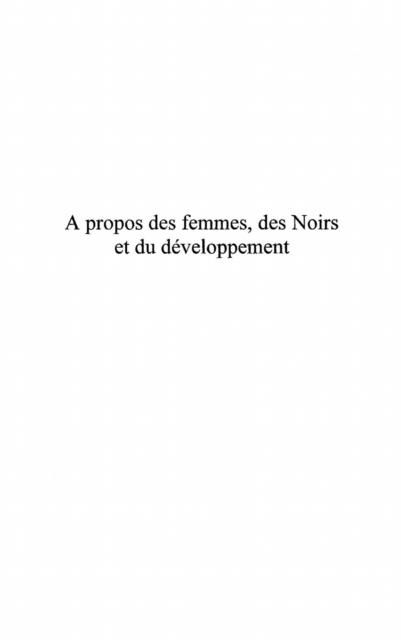 Produktbild: Propos des femmes des noirs et du developpement