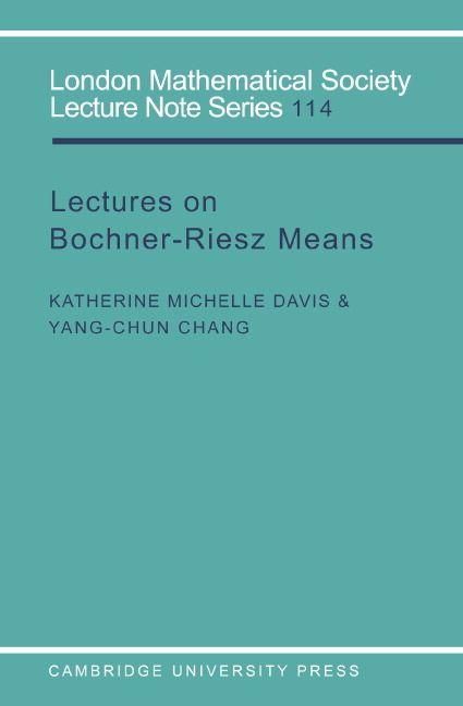 Produktbild: Lectures on Bochner-Riesz Means