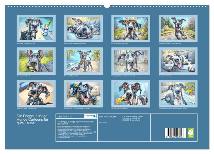 Produktbild: Die Dogge. Lustige Hunde Cartoons f&uuml;r gute Laune (hochwertiger Premium Wandkalender 2026 DIN A2 quer), Kunstdruck in Hochglanz