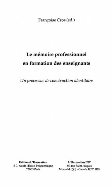 Produktbild: Le Memoire Professionnel En Formation des Enseignants