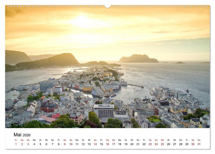 Produktbild: Hurtigruten - Bezaubernde Sch&ouml;nheit der norwegischen K&uuml;ste (Wandkalender 2026 DIN A2 quer), CALVENDO Monatskalender