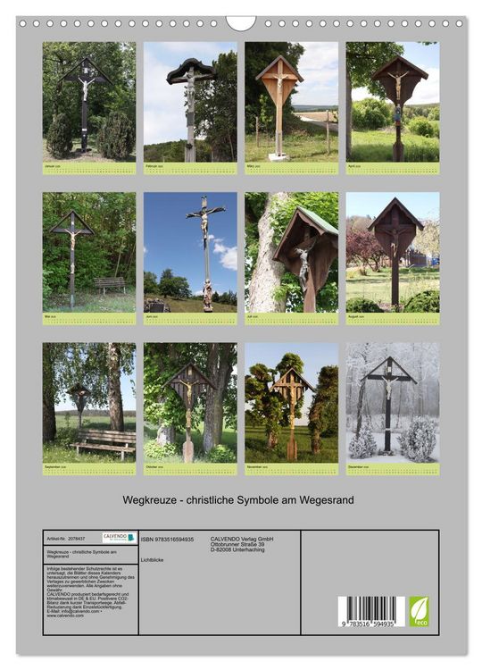 Produktbild: Wegkreuze - christliche Symbole am Wegesrand (Wandkalender 2026 DIN A3 hoch), CALVENDO Monatskalender