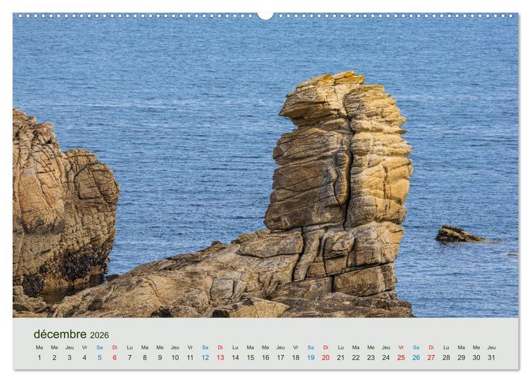 Produktbild: T&ecirc;tes de pierre sur les c&ocirc;tes de Bretagne (Calendrier mural 2026 DIN A2 vertical), CALVENDO calendrier mensuel