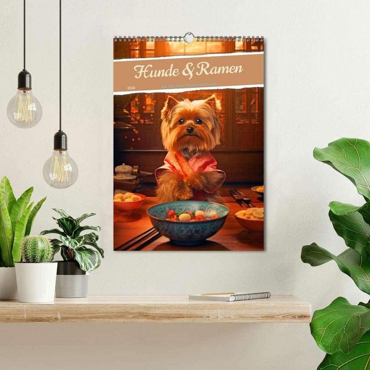 Produktbild: Hunde & Ramen - Ein Jahr voller Genuss und Freude (Wandkalender 2026 DIN A3 hoch), CALVENDO Monatskalender