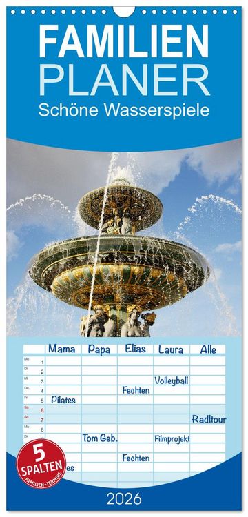 Produktbild: Familienplaner 2026 - Sch&ouml;ne Wasserspiele mit 5 Spalten (Wandkalender, 21 x 45 cm) CALVENDO