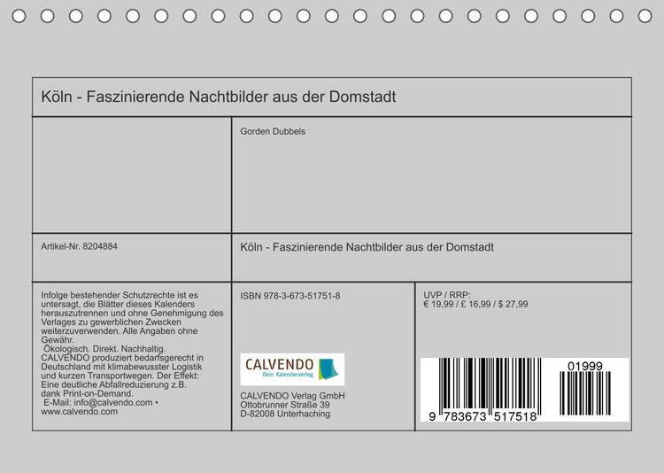 Produktbild: K&ouml;ln - Faszinierende Nachtbilder aus der Domstadt (Tischkalender 2022 DIN A5 quer)