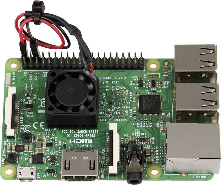 Produktbild: Joy-it rb-heatsink2 Aktiver L&uuml;fter Passend f&uuml;r (Entwicklungskits): Raspberry Pi&reg;, Rock Pi, Banana Pi Schwarz