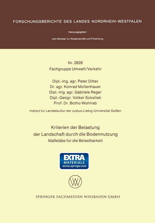 Produktbild: Kriterien der Belastung der Landschaft durch die Bodennutzung