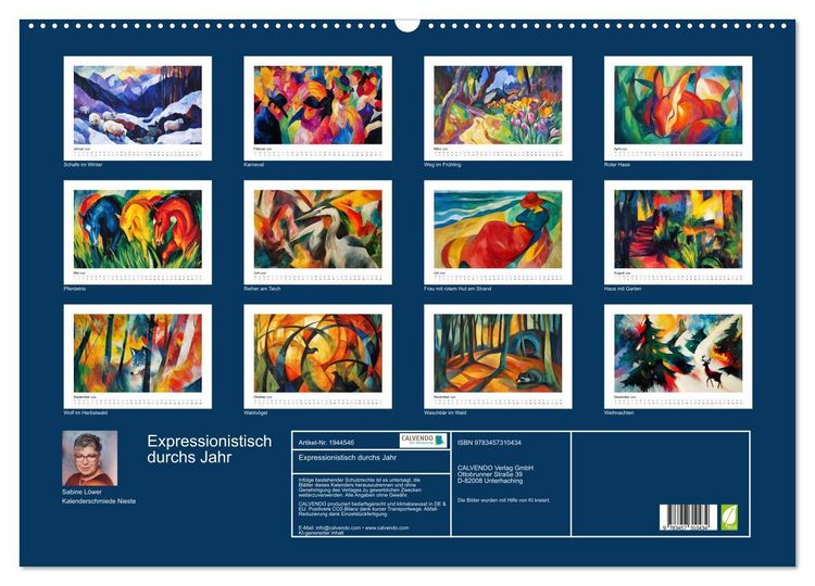 Produktbild: Expressionistisch durchs Jahr (Wandkalender 2026 DIN A2 quer), CALVENDO Monatskalender