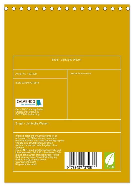 Produktbild: Engel - Lichtvolle Wesen (Tischkalender 2026 DIN A5 hoch), CALVENDO Monatskalender