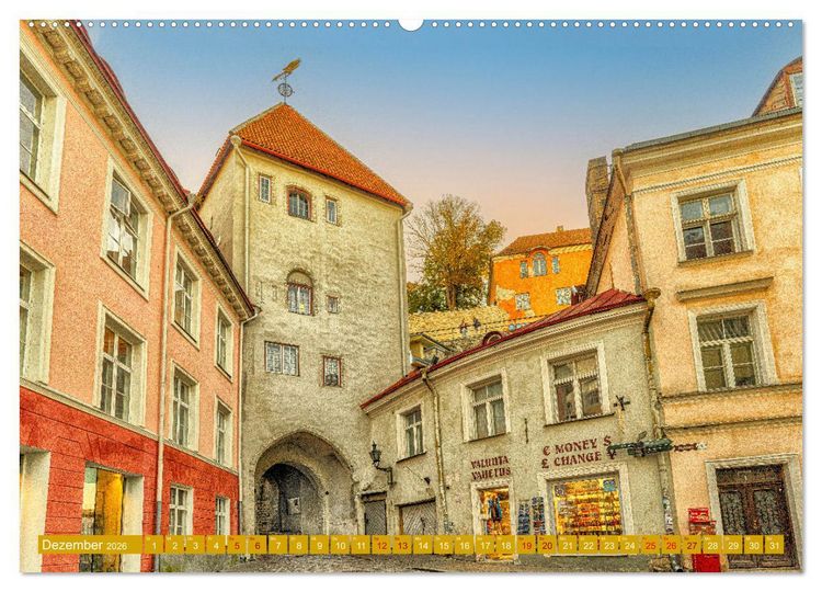 Produktbild: T&uuml;ren-Tore-Tallinn, Stadt mit m&auml;rchenhafter Atmosph&auml;re und Charme (hochwertiger Premium Wandkalender 2026 DIN A2 quer), Kunstdruck in Hochglanz