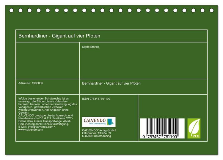 Produktbild: Bernhardiner - Gigant auf vier Pfoten (Tischkalender 2026 DIN A5 quer), CALVENDO Monatskalender