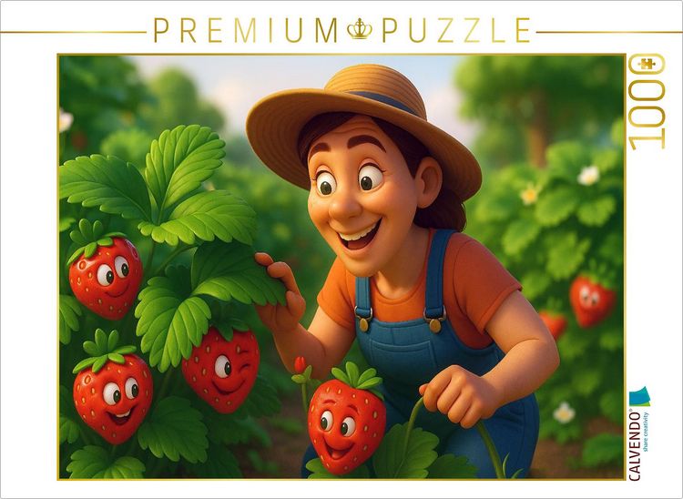Produktbild: CALVENDO Puzzle Erdbeerwunder unter jedem Blatt | 1000 Teile Lege-Gr&ouml;&szlig;e 64x48cm Foto-Puzzle f&uuml;r gl&uuml;ckliche Stunden