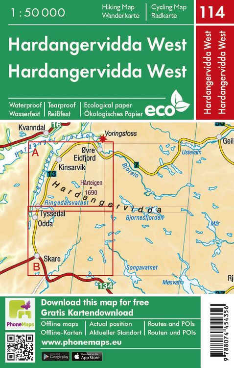 Produktbild: Hardangervidda West, Wander - Radkarte 1 : 50 000