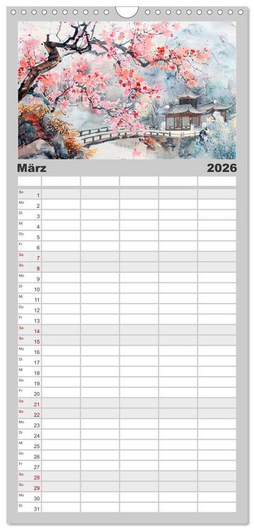 Produktbild: Familienplaner 2026 - Die Essenz von China - Chinesische Landschaften und Symbole in Harmonie mit 5 Spalten (Wandkalender, 21 x 45 cm) CALVENDO