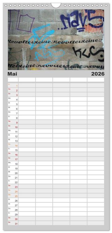 Produktbild: Familienplaner 2026 - Street-Art 2026 mit 5 Spalten (Wandkalender, 21 x 45 cm) CALVENDO