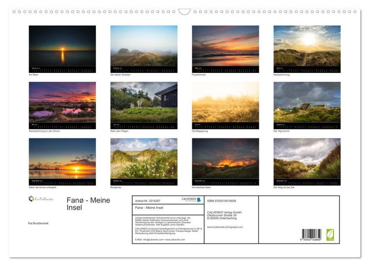 Produktbild: Fan&oslash; - Meine Insel (Wandkalender 2026 DIN A2 quer), CALVENDO Monatskalender