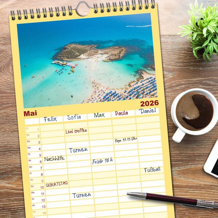 Produktbild: Familienplaner 2026 - Zypern - Eine bezaubernde Reise. mit 5 Spalten (Wandkalender, 21 x 45 cm) CALVENDO