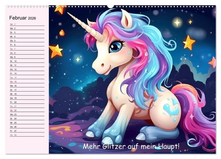 Produktbild: Unicorns! Lustige Einh&ouml;rner. Witzige Einhornspr&uuml;che und Weisheiten (Wandkalender 2026 DIN A2 quer), CALVENDO Monatskalender