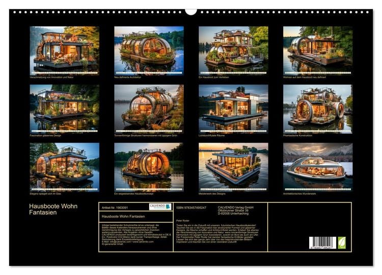 Produktbild: Hausboote Wohn Fantasien (Wandkalender 2026 DIN A2 quer), CALVENDO Monatskalender