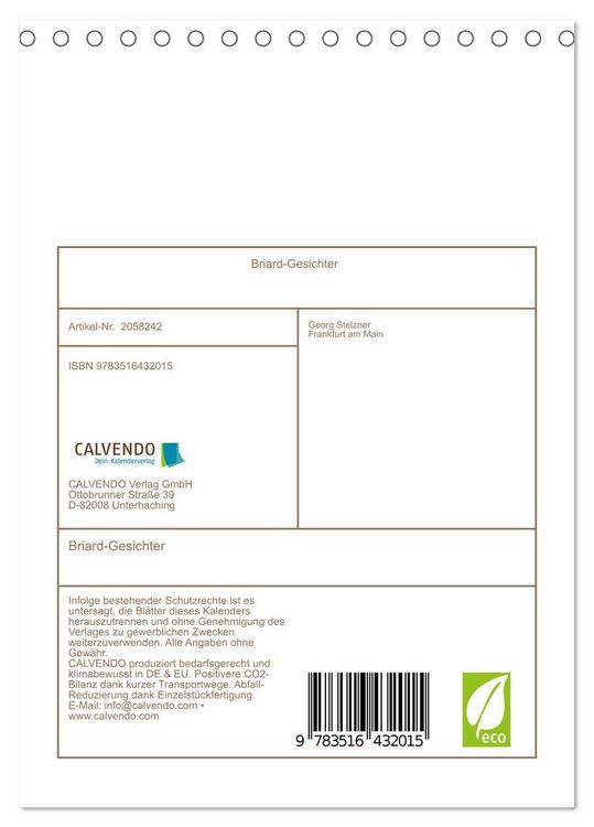 Produktbild: Briard-Gesichter (Tischkalender 2026 DIN A5 hoch), CALVENDO Monatskalender