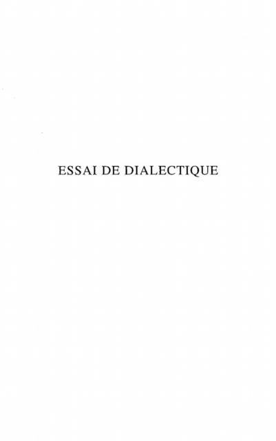 Produktbild: Essai de dialectique