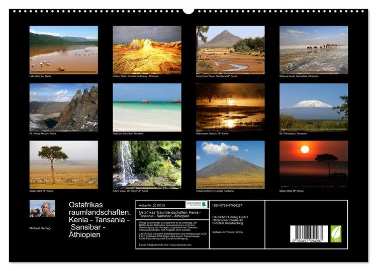 Produktbild: Ostafrikas Traumlandschaften. Kenia - Tansania - Sansibar - &Auml;thiopien (hochwertiger Premium Wandkalender 2026 DIN A2 quer), Kunstdruck in Hochglanz