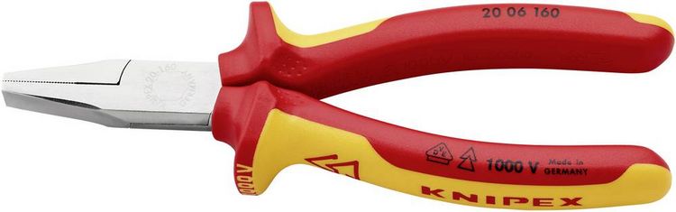 Produktbild: Knipex 20 06 160 VDE Flachzange Gerade Chrom-Vanadium Elektrostahl 160mm