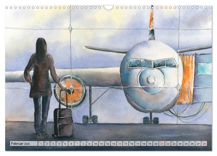 Produktbild: Frankfurt in Aquarell (Wandkalender 2026 DIN A3 quer), CALVENDO Monatskalender