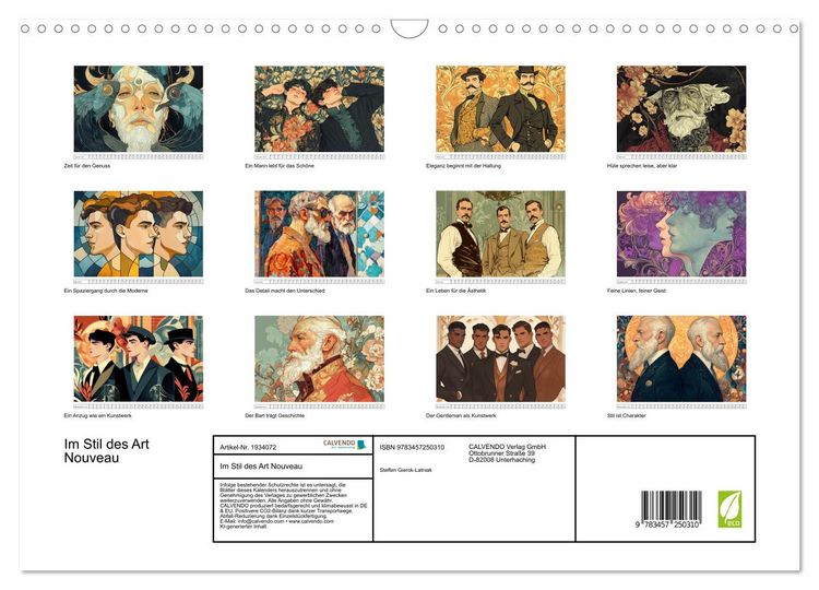 Produktbild: Im Stil des Art Nouveau (Wandkalender 2026 DIN A3 quer), CALVENDO Monatskalender