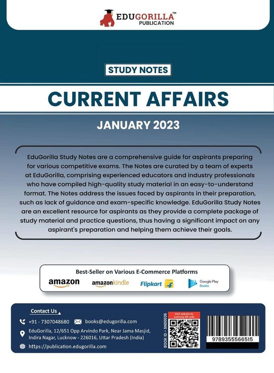 Produktbild: Study Notes for Current Affairs January 2023 - Useful for UPSC, State PSC, Defence, Police, SSC, Banking, Management, Law and State Government Exams |