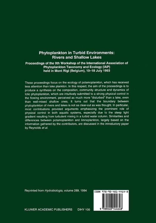 Produktbild: Phytoplankton in Turbid Environments: Rivers and Shallow Lakes
