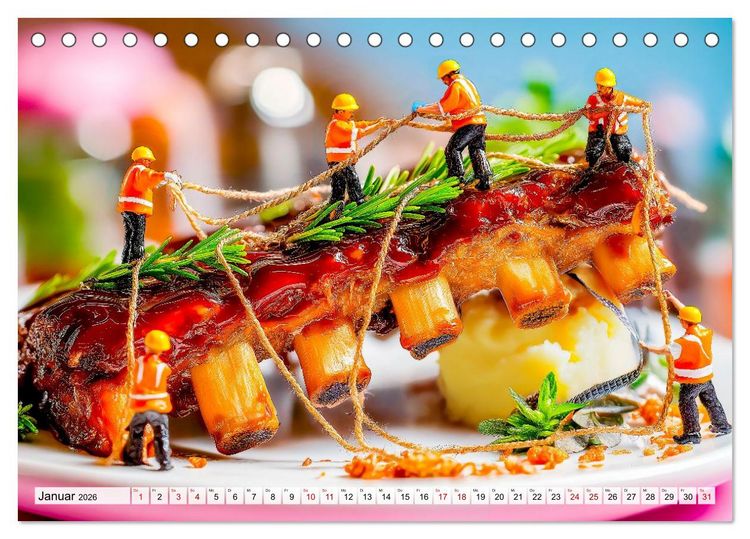 Produktbild: BBQ in Miniatur - Kleine Helden am Braten und Grillen (Tischkalender 2026 DIN A5 quer), CALVENDO Monatskalender