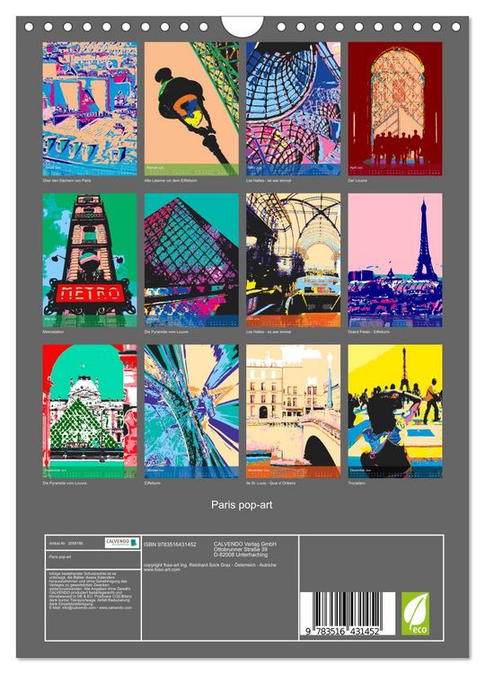 Produktbild: Paris pop-art (Wandkalender 2026 DIN A4 hoch), CALVENDO Monatskalender