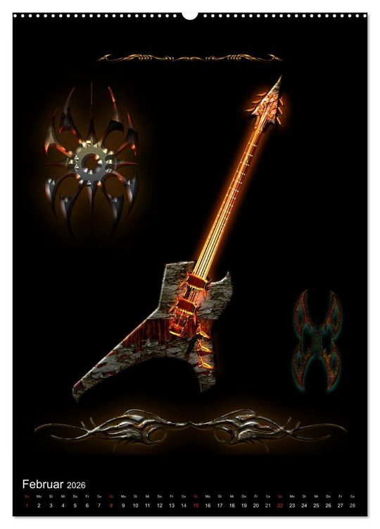 Produktbild: Heroische Gitarren (hochwertiger Premium Wandkalender 2026 DIN A2 hoch), Kunstdruck in Hochglanz