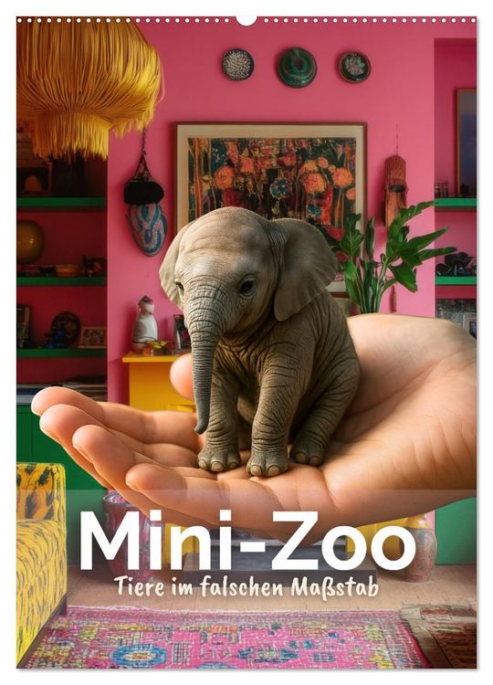 Produktbild: Mini-Zoo &ndash; Tiere im falschen Ma&szlig;stab (Wandkalender 2027 DIN A2 hoch), CALVENDO Monatskalender