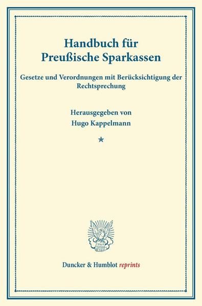 Produktbild: Handbuch f&uuml;r Preu&szlig;ische Sparkassen.