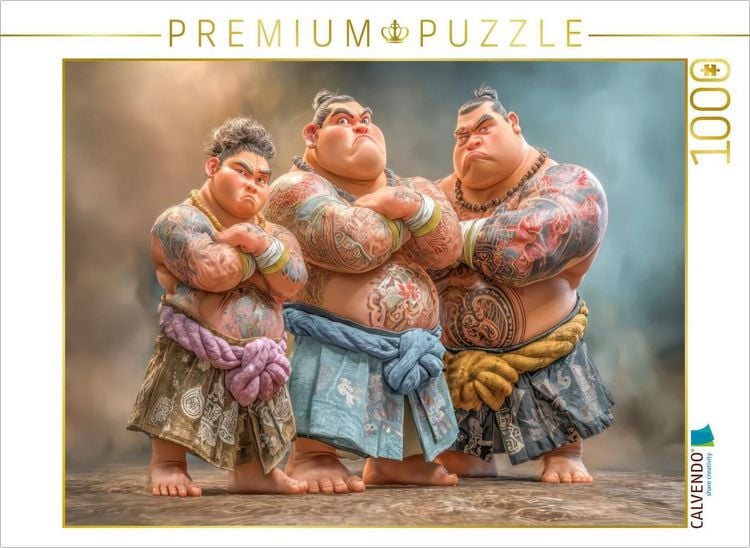 Produktbild: CALVENDO Puzzle Sumoringer Karikaturen | 1000 Teile Lege-Gr&ouml;&szlig;e 64x48cm Foto-Puzzle f&uuml;r gl&uuml;ckliche Stunden