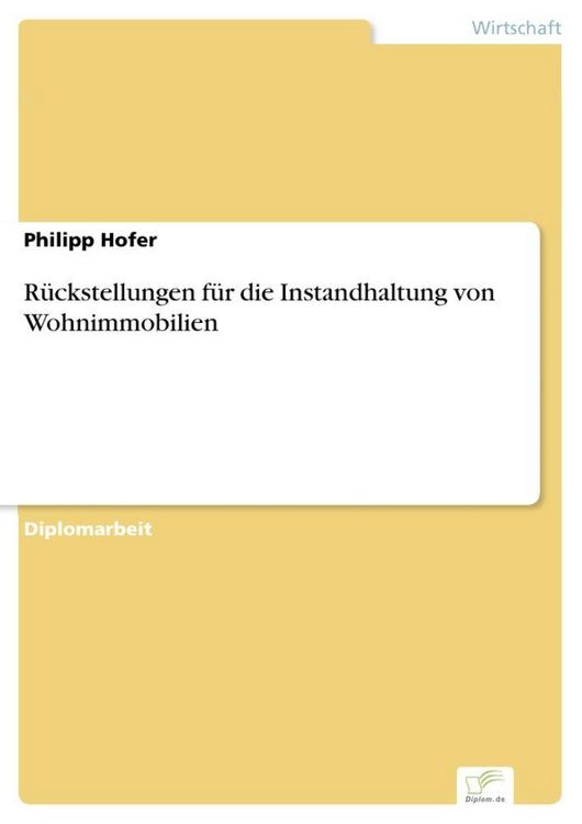 Produktbild: R&uuml;ckstellungen f&uuml;r die Instandhaltung von Wohnimmobilien
