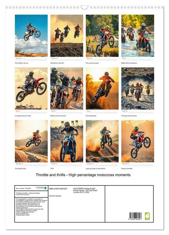 Produktbild: Throttle and thrills - High percentage motocross moments (Wall Calendar 2027 DIN A2 portrait), CALVENDO 12 Month Wall Calendar