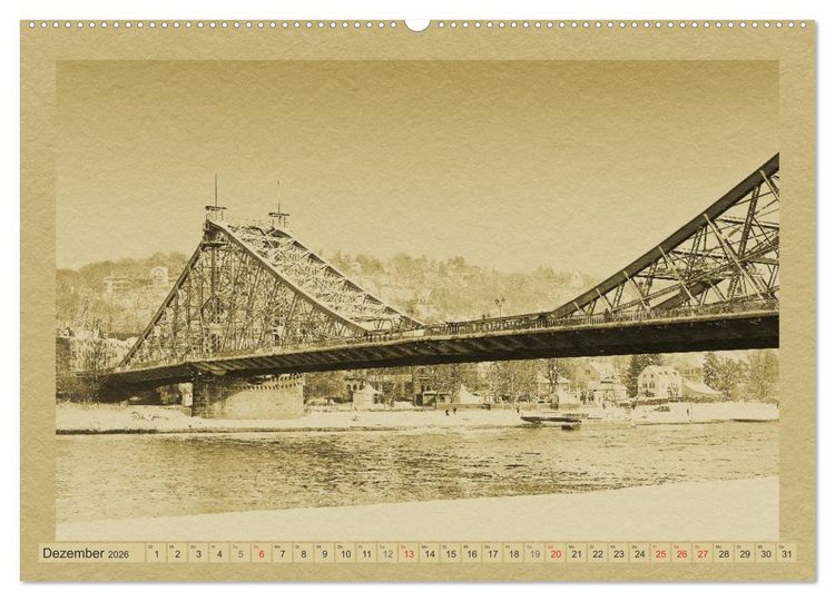 Produktbild: Dresden - Ein Kalender im Zeitungsstil (hochwertiger Premium Wandkalender 2026 DIN A2 quer), Kunstdruck in Hochglanz