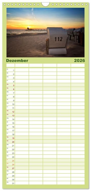 Produktbild: Familienplaner 2026 - OSTSEEGL&Uuml;CK - Gl&uuml;cksmomente auf dem Dar&szlig; mit 5 Spalten (Wandkalender, 21 x 45 cm) CALVENDO