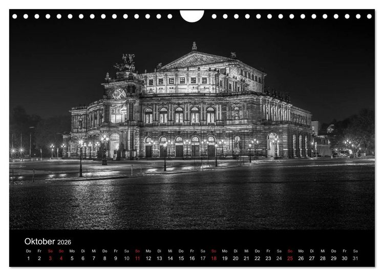 Produktbild: Dresden - Elbflorenz bei Nacht (Wandkalender 2026 DIN A4 quer), CALVENDO Monatskalender