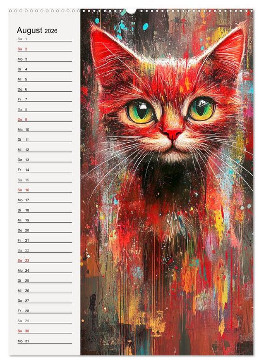 Produktbild: Katzenportraits. Moderne Samtpfoten-Kunst (Wandkalender 2026 DIN A2 hoch), CALVENDO Monatskalender