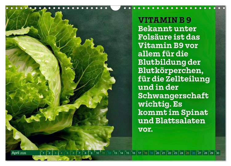 Produktbild: VITAMINE - Gesundheit aus der Natur (Wandkalender 2026 DIN A3 quer), CALVENDO Monatskalender