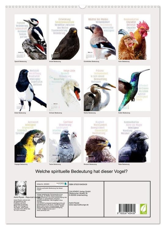 Produktbild: Welche spirituelle Bedeutung hat dieser Vogel? (hochwertiger Premium Wandkalender 2026 DIN A2 hoch), Kunstdruck in Hochglanz