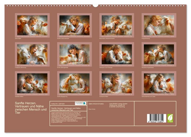 Produktbild: Sanfte Herzen. Vertrauen und N&auml;he zwischen Mensch und Tier (hochwertiger Premium Wandkalender 2026 DIN A2 quer), Kunstdruck in Hochglanz
