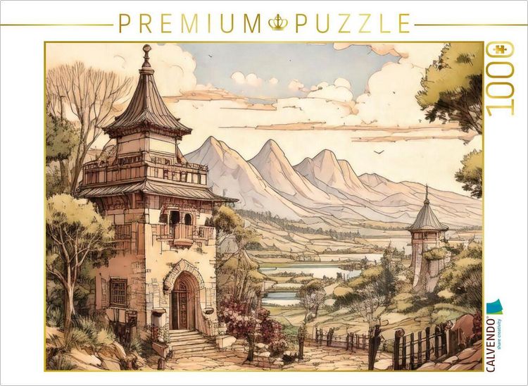 Produktbild: CALVENDO Puzzle Wehrhafte T&uuml;rme s&auml;umen den Weg &uuml;ber das Land. | 1000 Teile Lege-Gr&ouml;&szlig;e 64x48cm Foto-Puzzle f&uuml;r gl&uuml;ckliche Stunden
