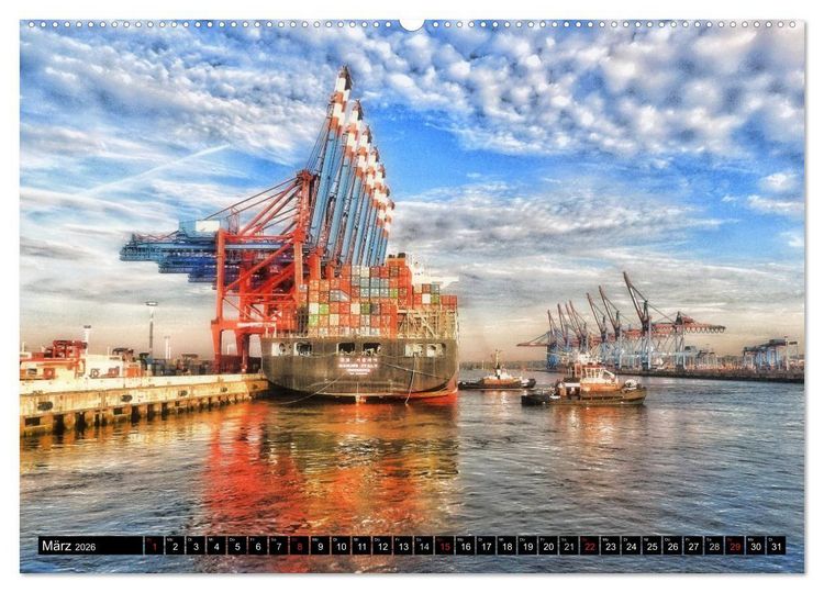 Produktbild: Faszination Hafen - Hamburg (Wandkalender 2026 DIN A2 quer), CALVENDO Monatskalender